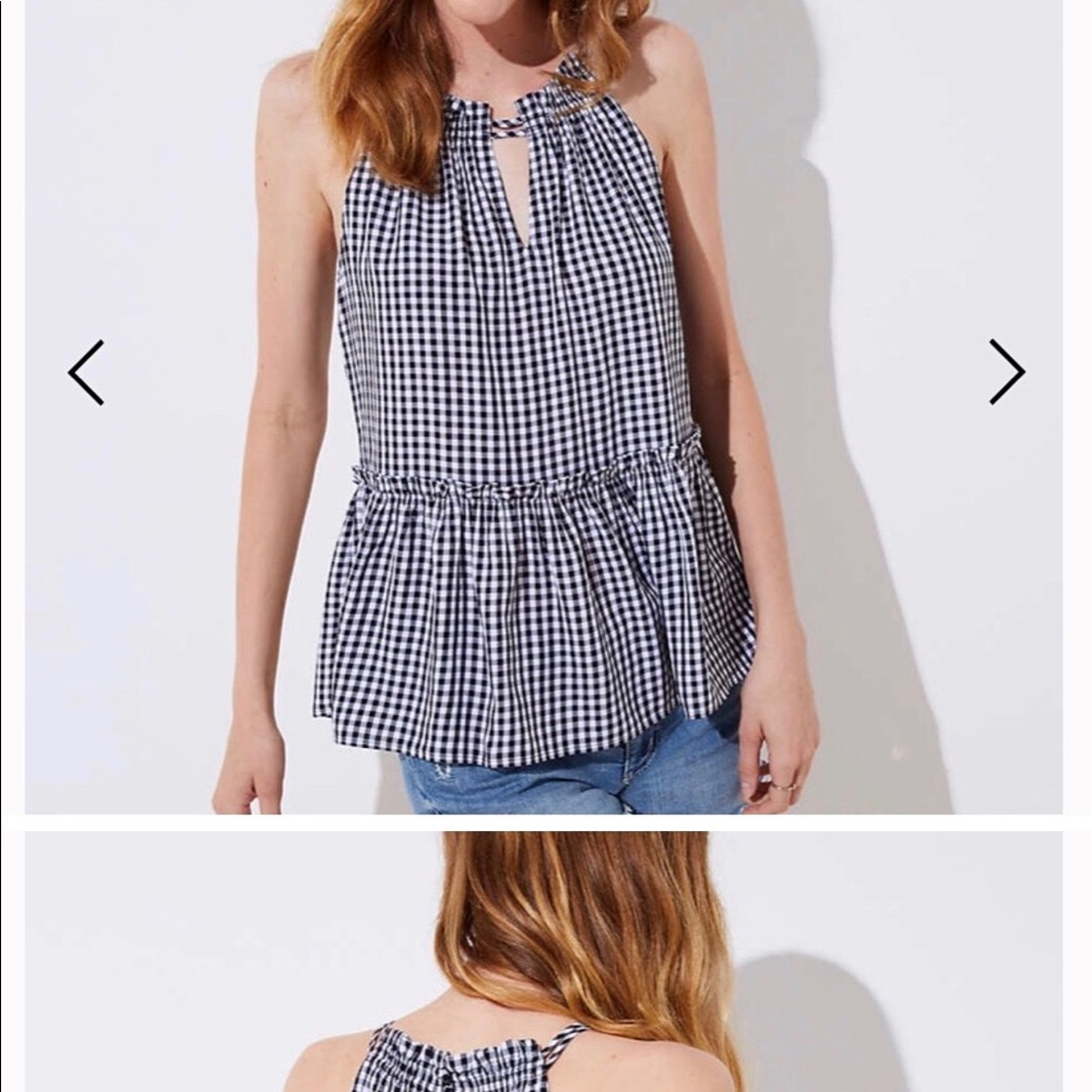 Ann Taylor Loft Gingham Sleeveless Top Petite